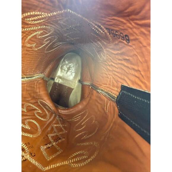 Vintage Cowboy Boots Lucchese L6809.24 Black Leather Roper Mens Size 9 EE - Picture 11 of 12